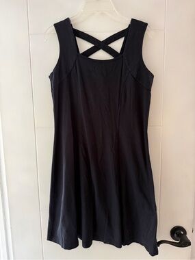 Black Sleeveless Dress with Cross-Back Detail